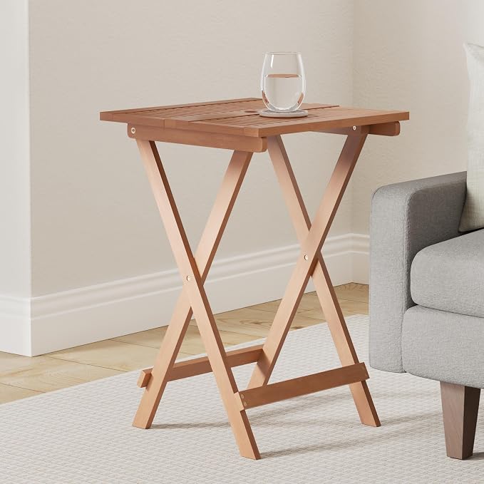 Furinno FG18065 Tioman Hardwood Patio Furniture Folding Table in Teak Oil - Image 2
