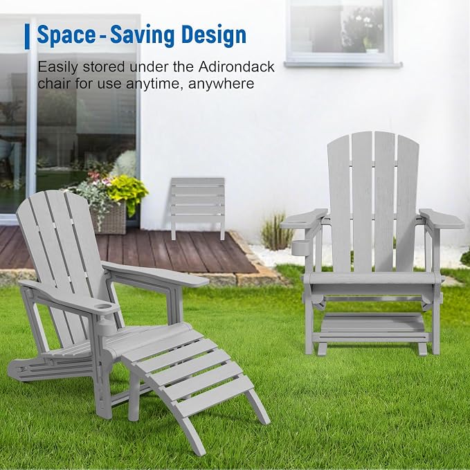 FONTOI Adirondack Ottoman, HDPE Plastic Adirondack Chair Footstool, All Weather - Image 7