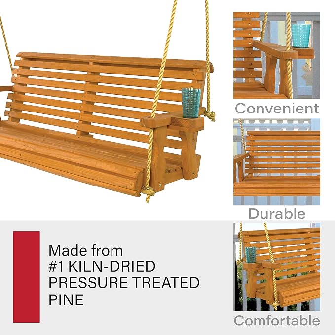 Amish Casual Heavy Duty 800 Lb Roll Back Treated Porch Swing - Image 5