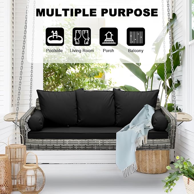 Outdoor Wicker Patio Porch Swing - Image 5