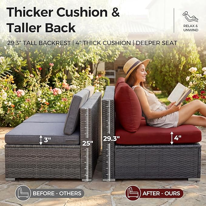 NICESOUL 9 Piece Plus Size Outdoor Patio Conversation Set - Image 7