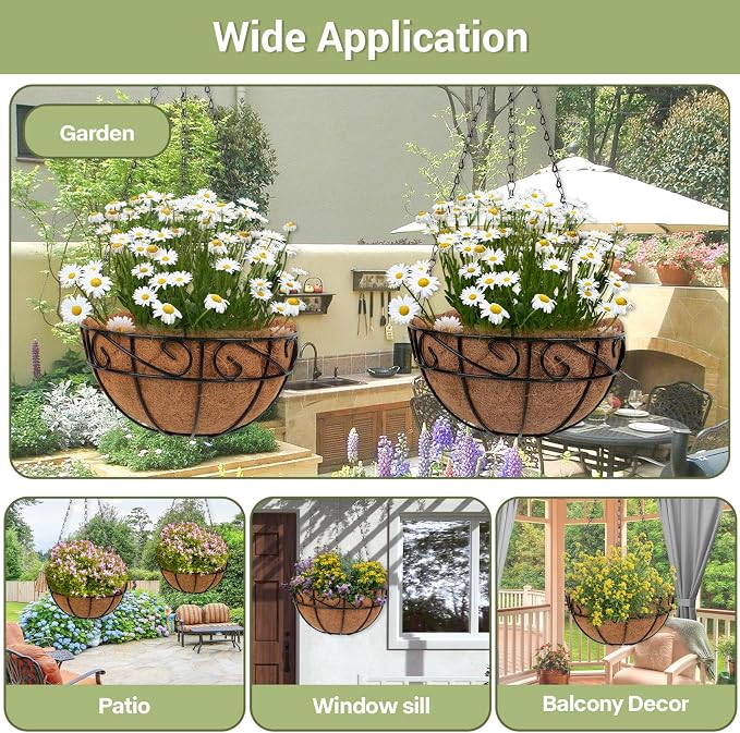 2 Pack 12 inch Metal Hanging Baskets - Image 5