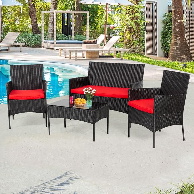 PayLessHere Outdoor Furniture Set 4Pc Modular Patio Furniture Set Water - Image 2
