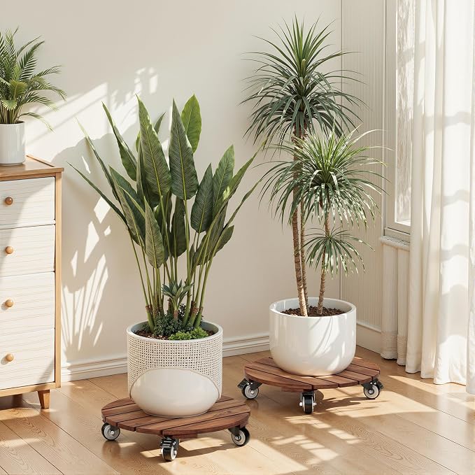 2pack Wood Plant Caddy With Wheels Heavy Duty Red Brown, 264 Lbs Capacity - Image 7
