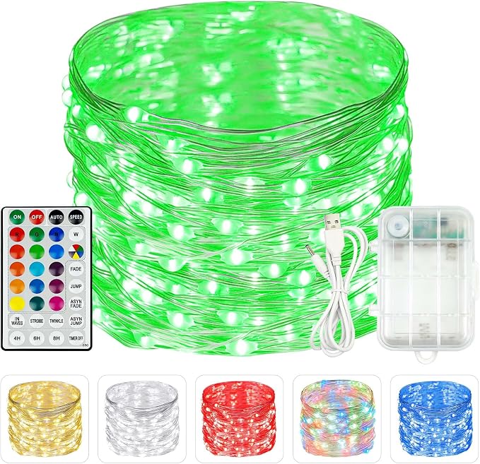 RGB Color Changing 33Ft 100LED St. Patrick's Day Fairy Lights Battery Operated by BHCLIGHT