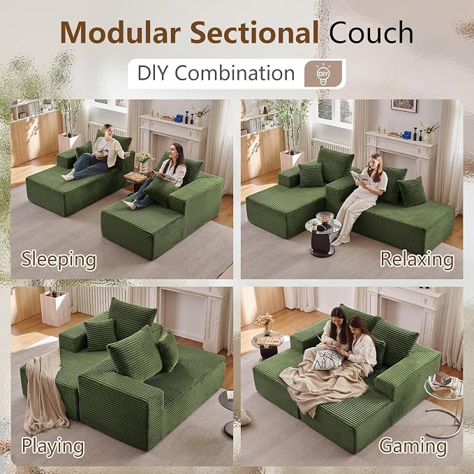 Oversized Double Chaise Lounges Indoor, Upholstered Boneless Cloud Stupendous - Image 3