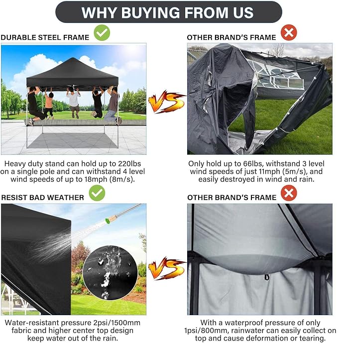 COBIZI 10x10 Pop Up Canopy Tent 10x10 Canopy - Image 2