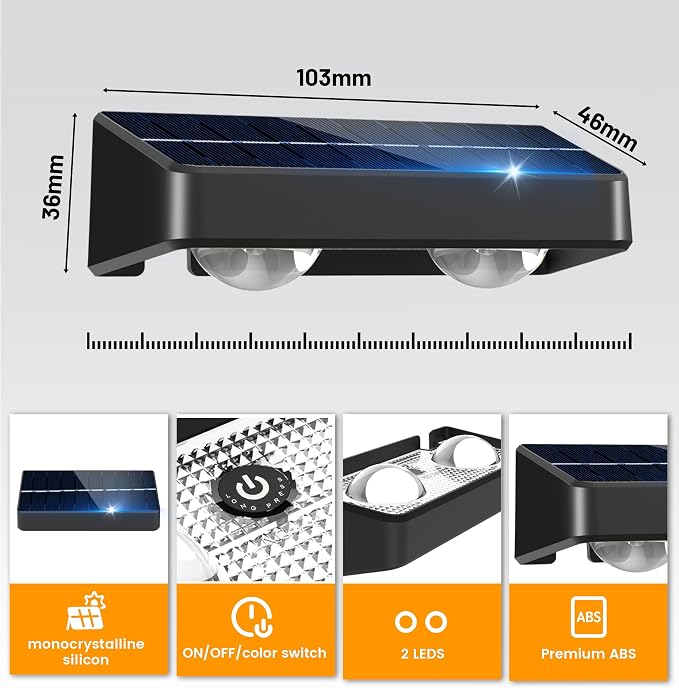 Solar Fence Lights 9-Color RGB Solar Lights Outdoor Waterproof Garden Wall - Image 7
