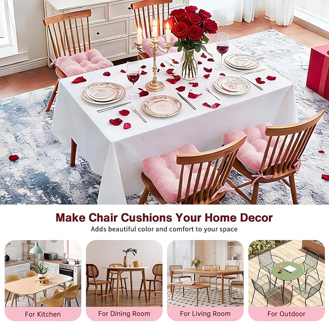 BETU Pink Chair Cushions for Dining Chairs Set of 4, 3.5" Thick Kitchen Table - Image 5