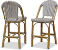 PURPLE LEAF French Counter Height Bar Stools Set of 2 Bamboo Print Finish by PURPLELEAF