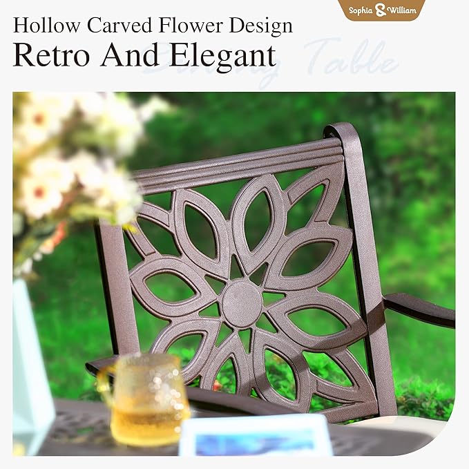 Sophia & William 3 Pieces Cast Aluminum Patio Bar Set, Round Outdoor Bar Table - Image 2