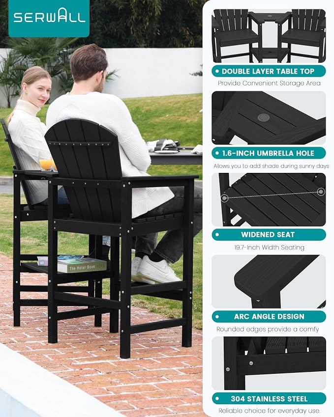 SERWALL Tall Adirondack Chairs Set of 2 - Image 4