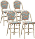 PURPLE LEAF French Counter Height Bar Stool Set of 4 25" White Print Finish by PURPLELEAF