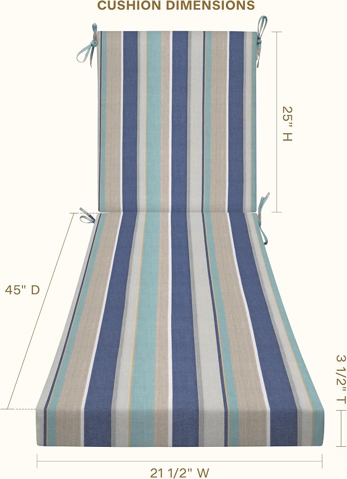 Honeycomb Outdoor Heritage Chaise 21.5 x 70, Stripe Blue & Beige Chaise Lounge - Image 4