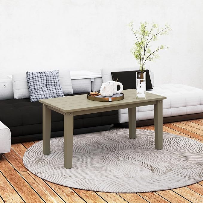 Outsunny HDPE Outdoor Coffee Table, All-Weather Rectangle Patio Coffee Table - Image 8