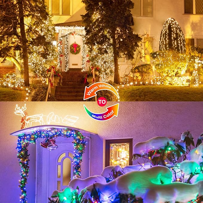 JMEXSUSS 2 Pack Solar Christmas Lights Outdoor Waterproof, 100 LED 33ft Warm - Image 7