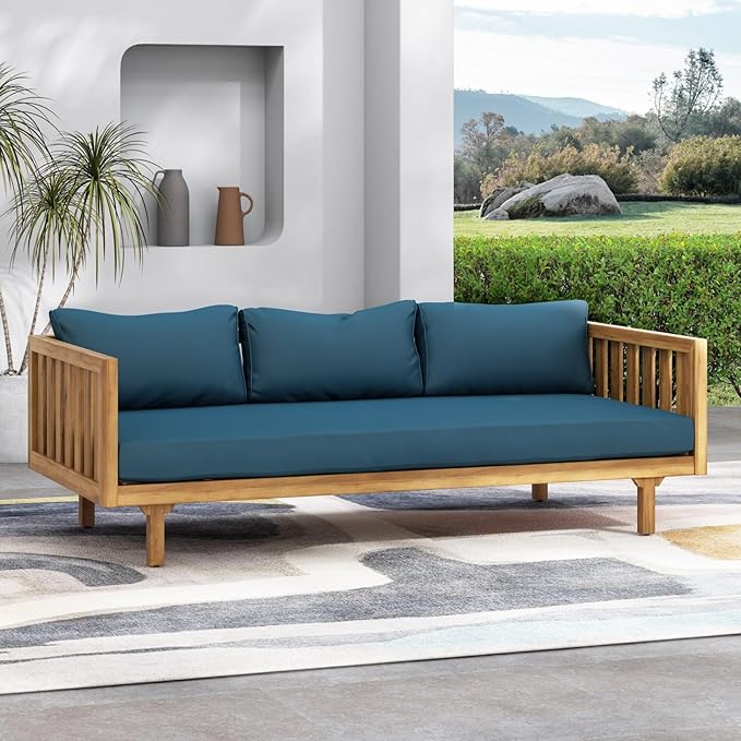 Merax Outdoor Acacia Wood Daybed, 3 Seater Day Bed Couch Sofa by Merax