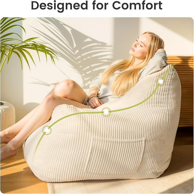 Pamapic 59" Bean Bag Chair, 2 Seat Loveseat Sofa, Ultra Soft Dutch Velvet - Image 5