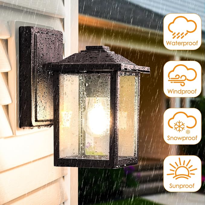 Outdoor Wall Lantern, Exterior Waterproof Wall Sconce Light Fixture, Dark - Image 3