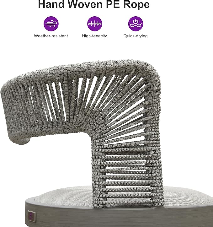 PURPLE LEAF Outdoor Swivel Bar Height Stools Set of 4 Metal Modern Wicker Bar - Image 7