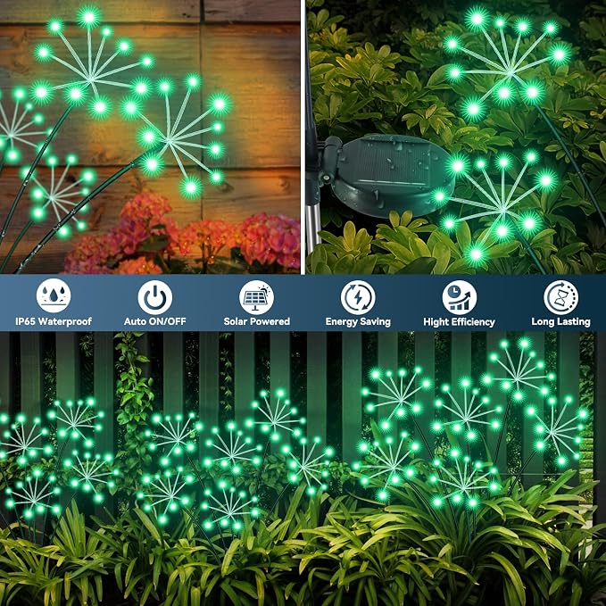 Solar Garden Lights 2 Pack Waterproof Swaying Starburst Light Solar Outdoor - Image 5