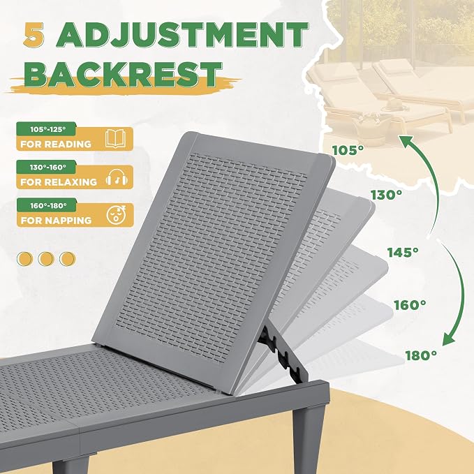 Greesum Outdoor Chaise Lounge Chairs Set of 2 - Image 6