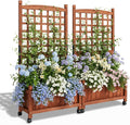 VINGLI 2PC Wooden Planter with Trellis, FreeStanding Planter Box with Drainage by VINGLI