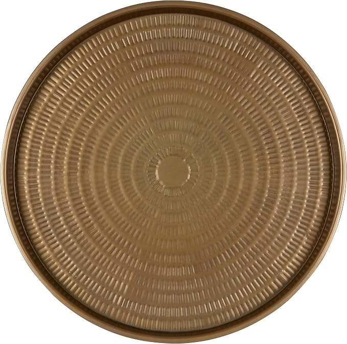 Kate and Laurel Mahdavi Boho-Chic Hammered Metal Tray Coffee Table, Dark Gold - Image 7