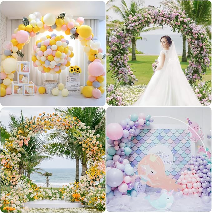 Wokceer Wedding Arch 8FT Round Backdrop Stand Balloon Arch Stand White Circle - Image 6