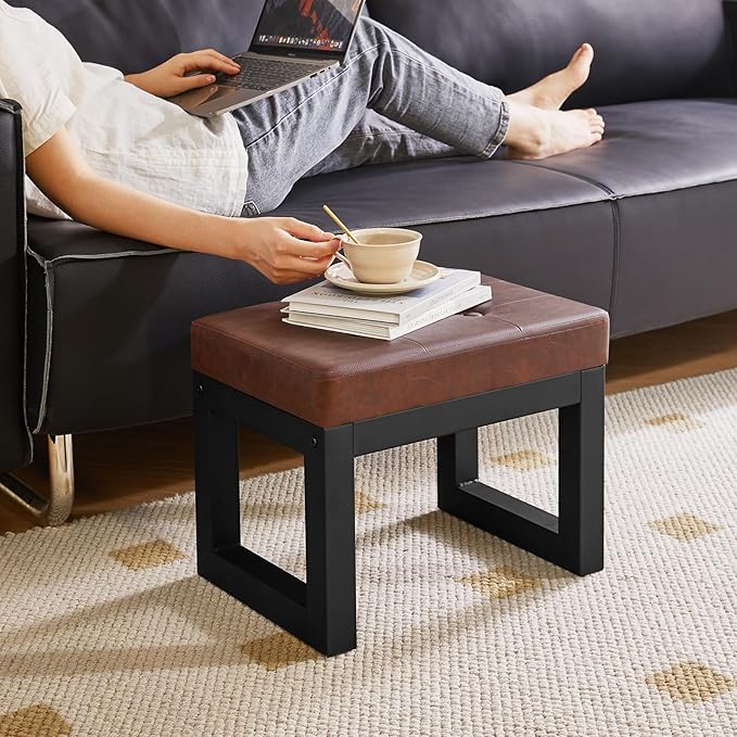 IBUYKE 16 Inch Small Foot Stool Ottoman, Rectangle PU Faux Leather Foot Rest - Image 7