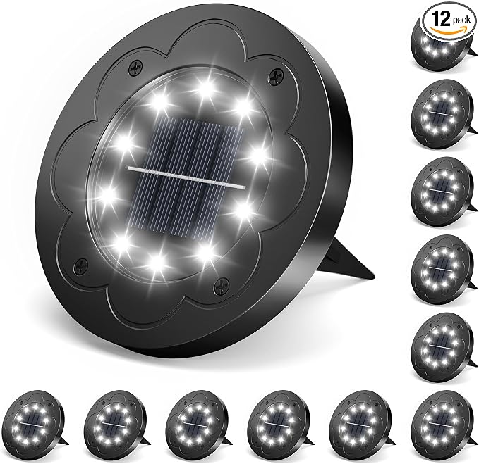 Brightown Solar Lights Outdoor Waterproof, 12 Packs LED In-Ground Solar Yard by Brightown