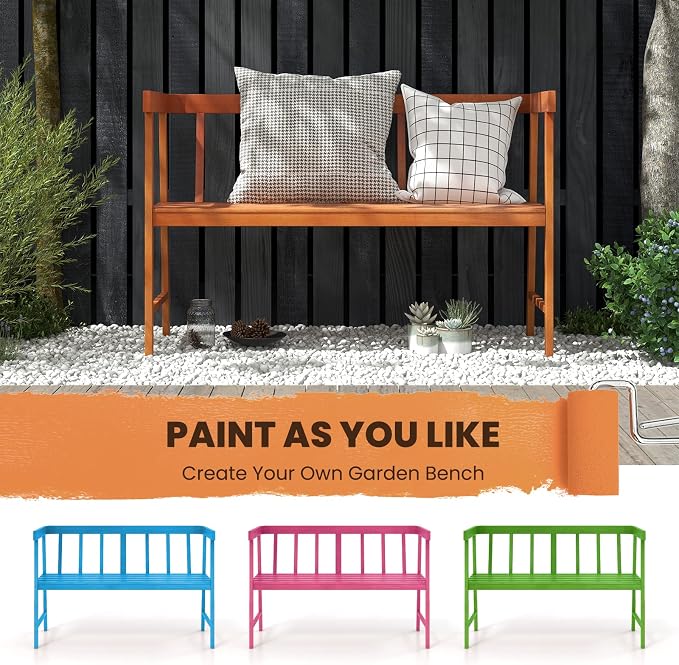 Tangkula Outdoor Eucalyptus Wood Bench, 2-Person Garden Bench - Image 7