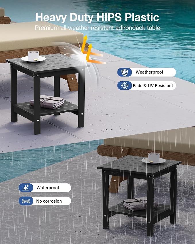 YEFU Outdoor Side Table for Patio: 16x16 in HIPS Square Outdoor End Table - Image 4