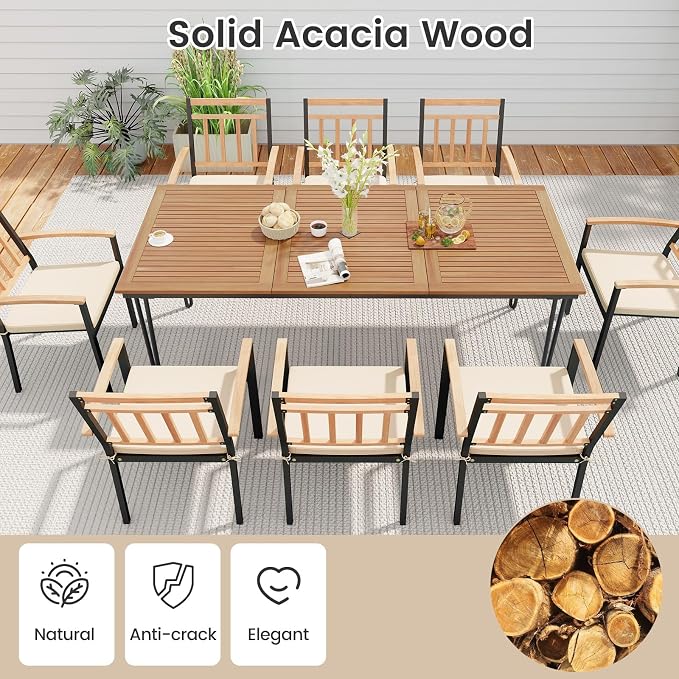 Tangkula 9 Piece Patio Dining Set, Outdoor Dining Furniture Set w/Rectangular - Image 7