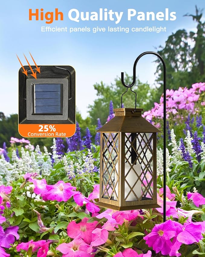 Otdair Solar Lanterns Outdoor Waterproof, 2 Pack 14" Solar Lantern - Image 4