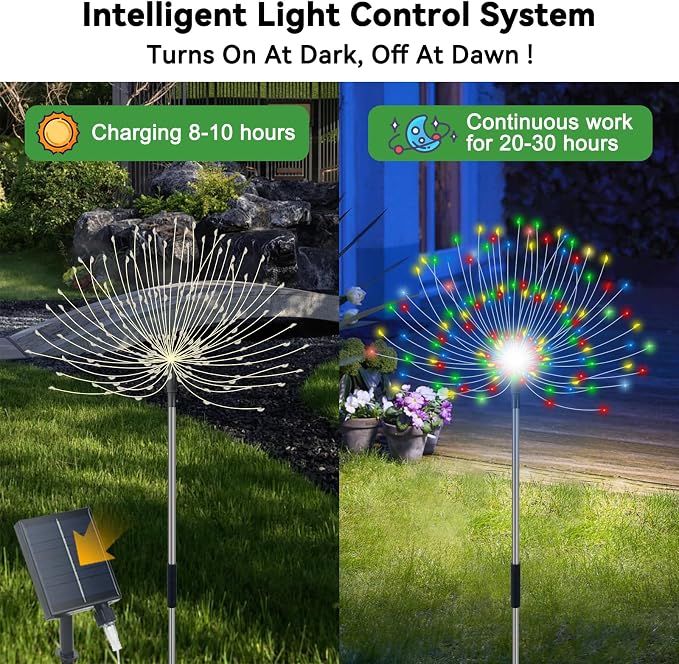Solar Garden Lights Outdoor Waterproof, 4 Pack Total 480 LED Solar Starburst - Image 2