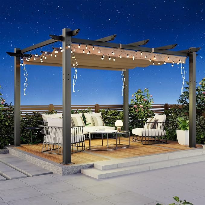 MELLCOM Retractable Pergola 10x13 Ft, Outdoor Aluminum Shelter - Image 7