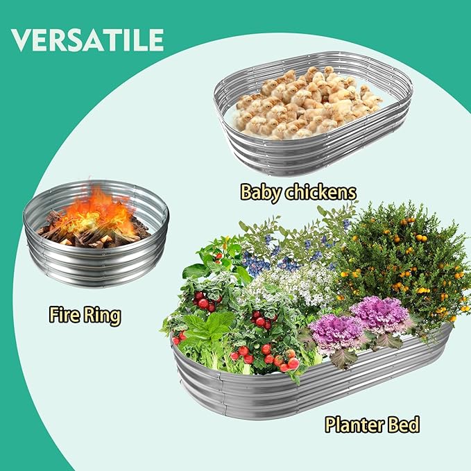 6X3X1 FT Oval Galvanized Metal Garden Raised Bed/Plant Box - Image 2