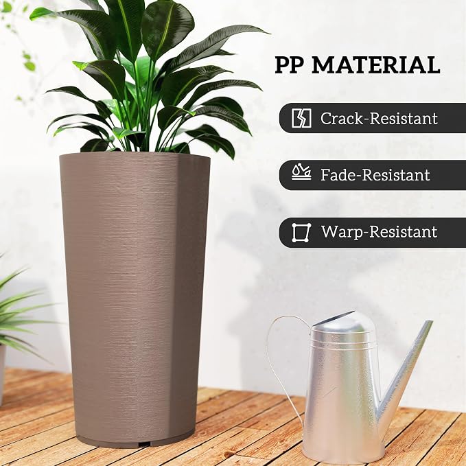 Outsunny 29 Inch Tall Planters for Outdoor Plants, Stackable Large Planters for - Image 6