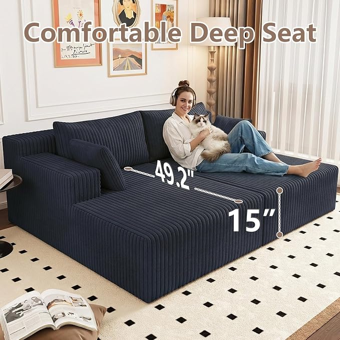 ODUWA Oversized Double Chaise Lounges Indoor, Upholstered Boneless Cloud - Image 4