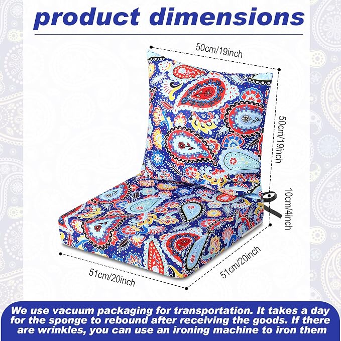 Hoteam 4 Set Outdoor Chair Patio Cushions 20 x 20 Inch Deep Seat Waterproof - Image 2