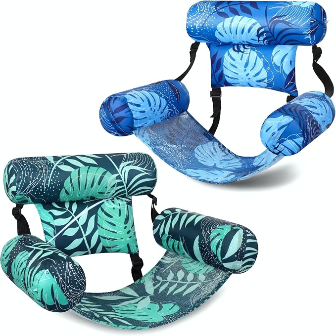 2 Pack Inflatable Pool Float for Adult Adjustable Hammock Float Chair Fabric - Image 8