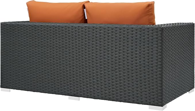 Modway Sojourn Wicker Rattan Outdoor Patio Sunbrella Fabric Loveseat in Canvas - Image 6