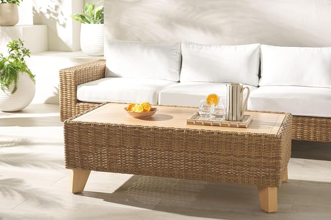 SAFAVIEH Couture Collection Margarita Natural Brown Faux Wicker Rectangle - Image 2