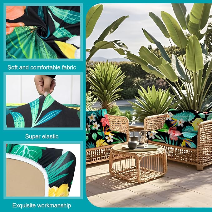12 Pcs Stretch Patio Cushion Covers, Outdoor Couch Covers Replacement, Outdoor - Image 3