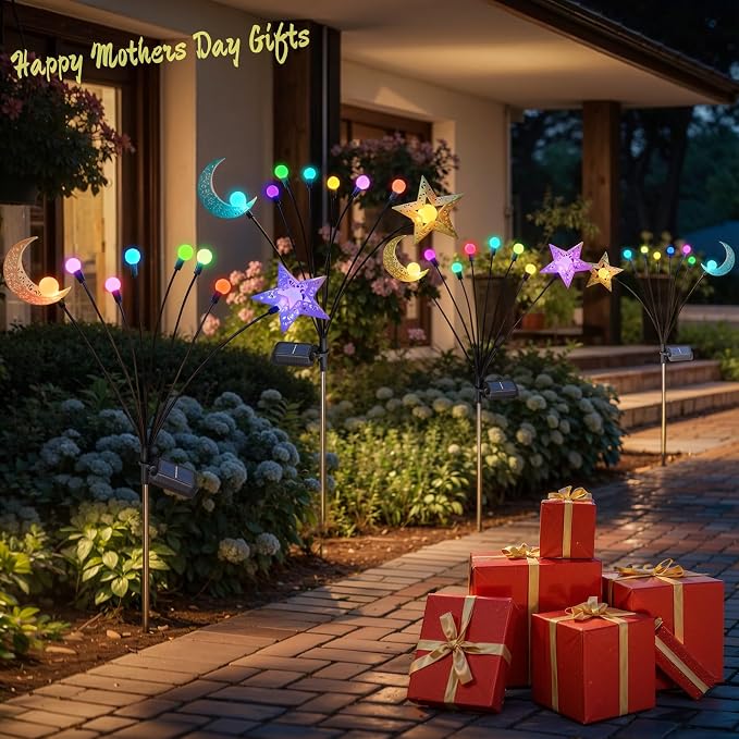 TAKE ME Solar Firefly Lights Outdoor Moon Star Sun Projection Stake Lights - Image 2