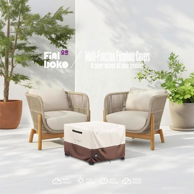 Patio Ottoman Cover, 100% Waterproof 600D Heavy Duty Outdoor Table Cover - Image 8