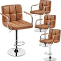Yaheetech Bart Stools Set of 4, PU Leather Adjustable Barstools by Yaheetech