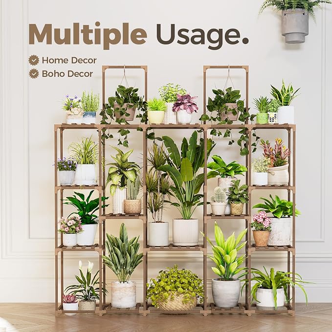 Bamworld Large Plant Shelf Plant Stand Indoor 62.2" Tall Outdoor Plant Holder - Image 6