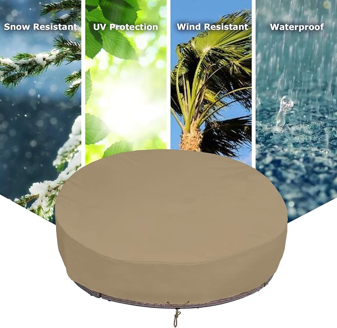 SunPatio Heavy Duty FadeStop Outdoor Round Daybed Cover 75 Inch, Patio Day Bed - Image 6
